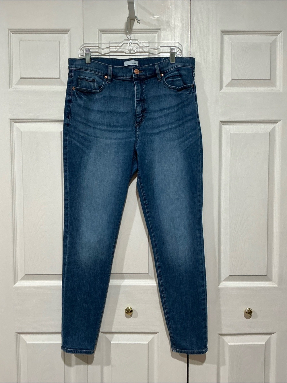 💙 Loft High Waist Skinny Blue Denim Jeans - 16 / 33